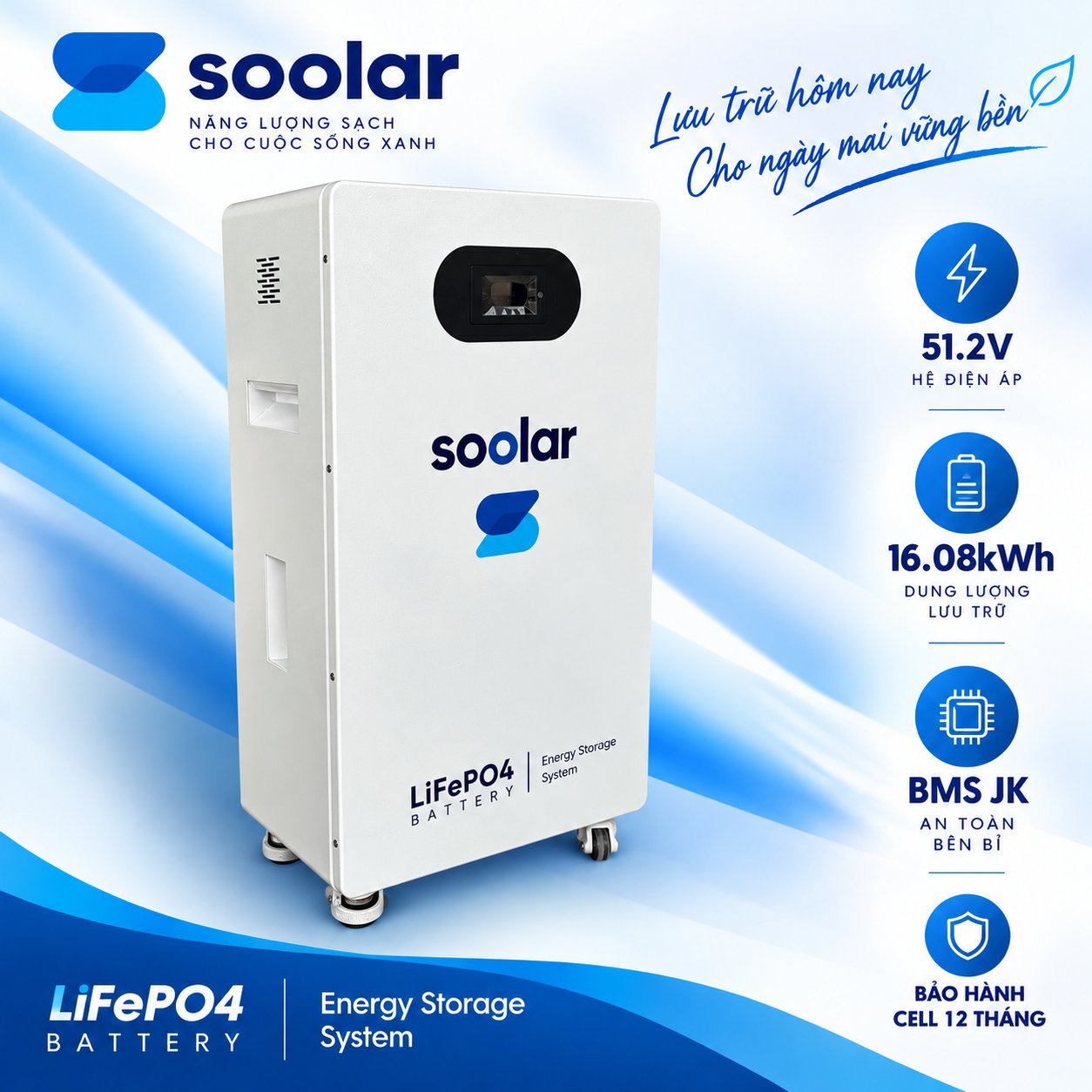 Pin Lithium LiFePO4 51.2V 345Ah tủ đứng – Lưu trữ 18kWh