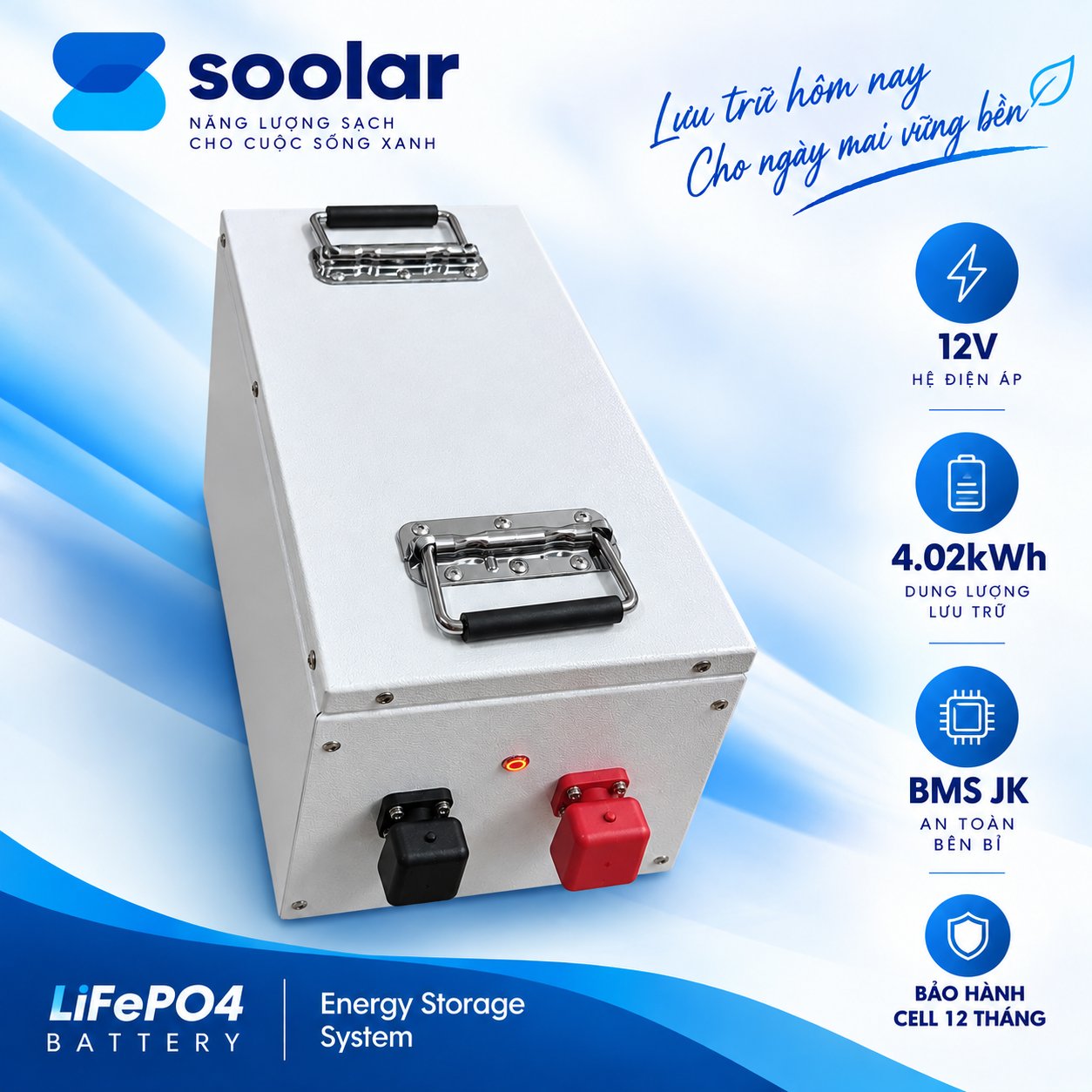 Pin Lithium LiFePO4 12V 314Ah – Lưu trữ 4.02kWh